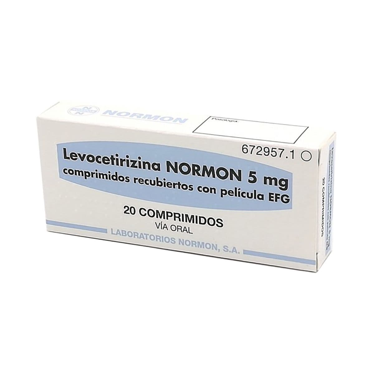 ლევოცეტირიზინი ნორმონი - Levocetirizine Normon 5მგ 20 ტაბლეტი