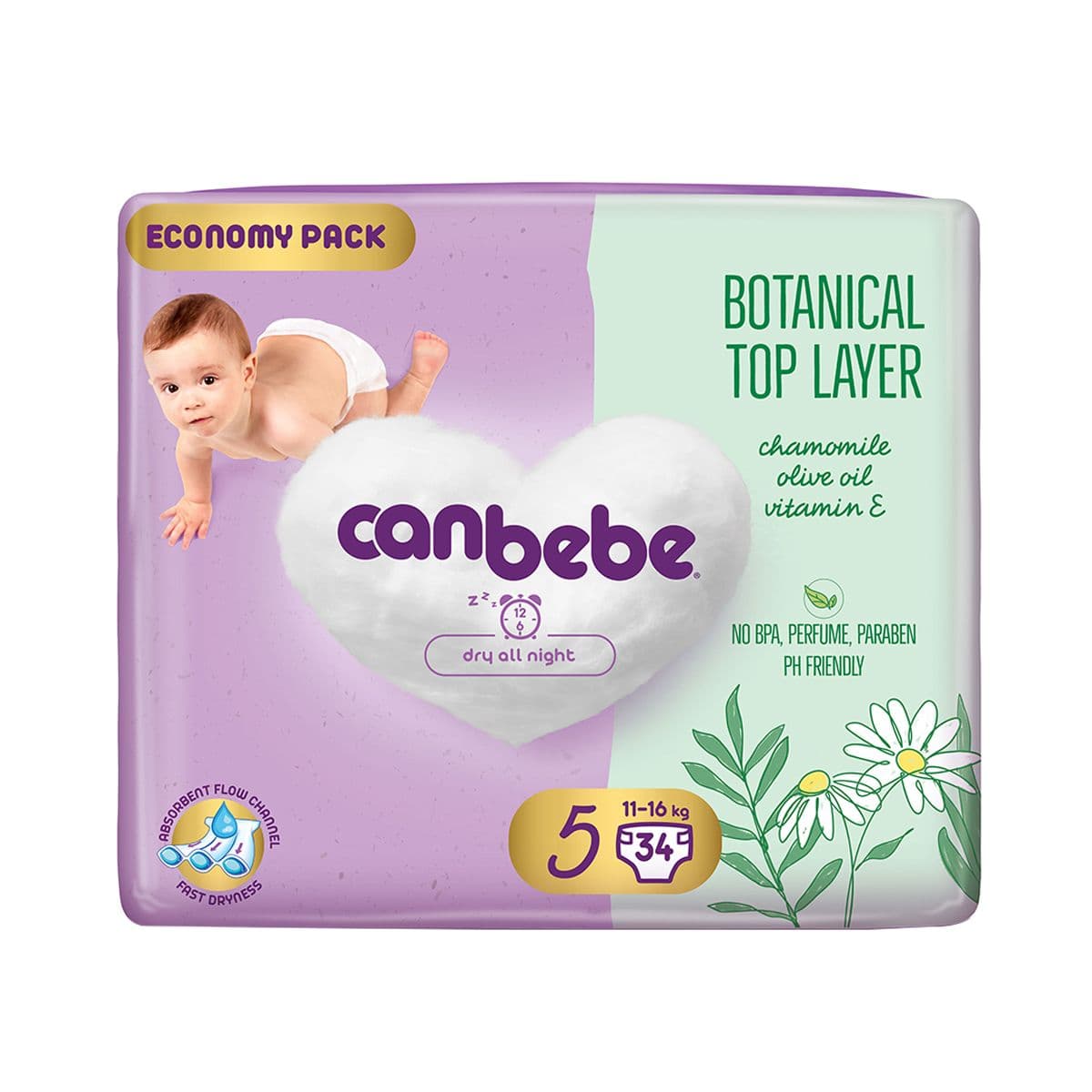 საფენი ბავშვის Botanical 11-16 კგ 34 ცალი 5260 ქანბებე - Canbebe