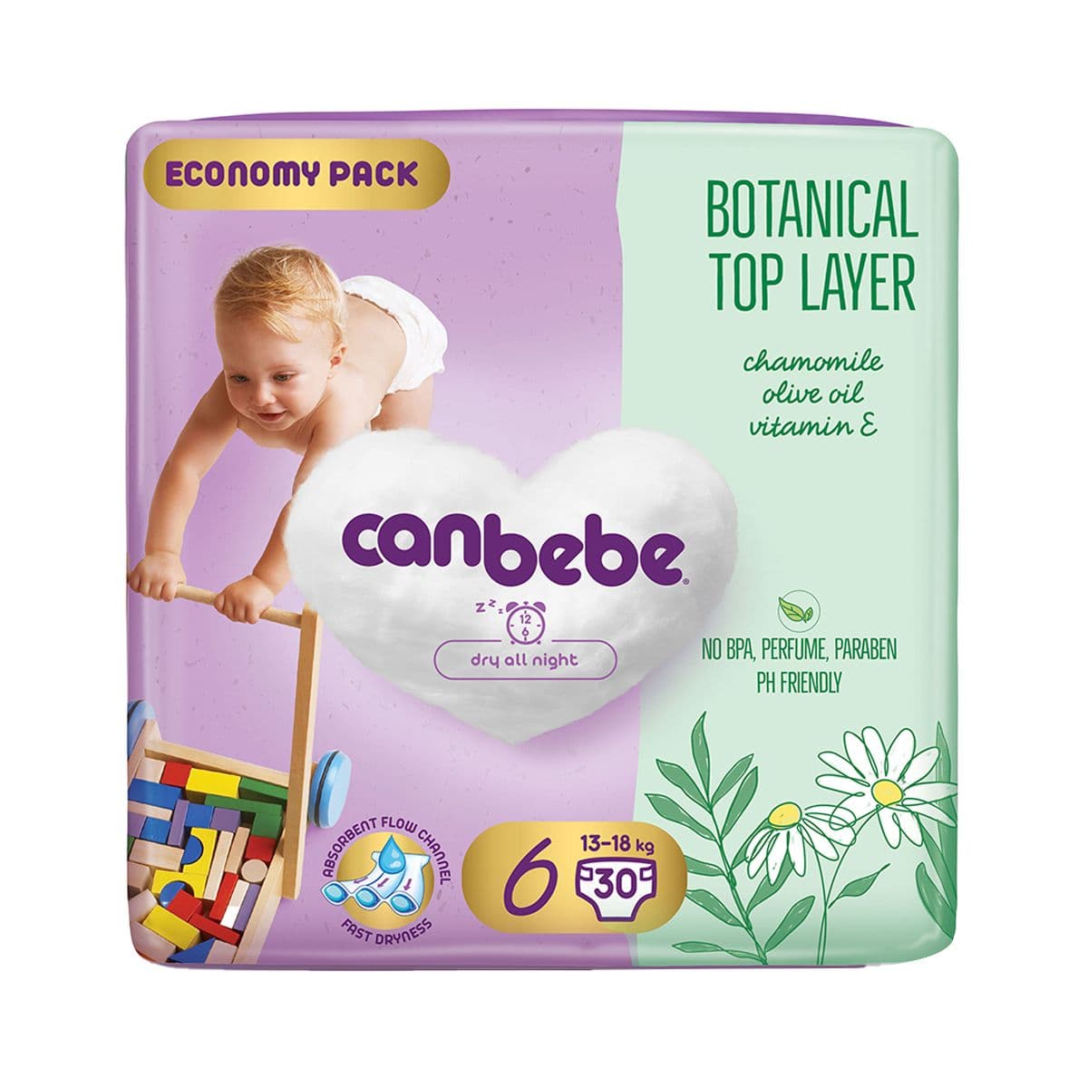 საფენი ბავშვის Botanical 13-18 კგ 30 ცალი 5277 ქანბებე - Canbebe