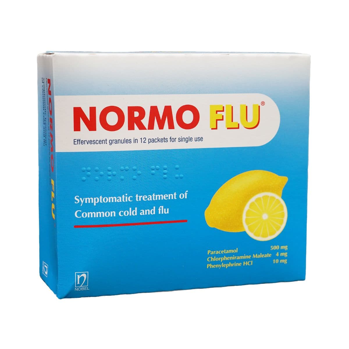 ნორმო ფლუ - Normo Flu 500მგ/4მგ/10მგ 12 პაკეტი