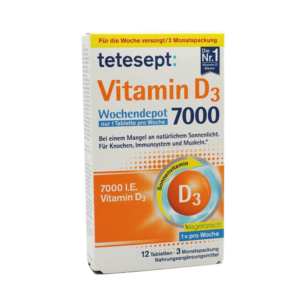 ტეტესეპტი ვიტამინი D3 - Tetesept Vit D3 7000სე 12 ტაბლეტი