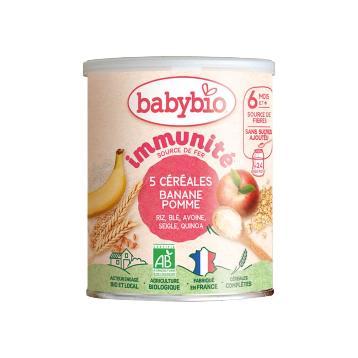 ურძეო ფაფა მულტიმარცვალი ბანანით და ვაშლით 0133 ბეიბი ბიო - Baby Bio