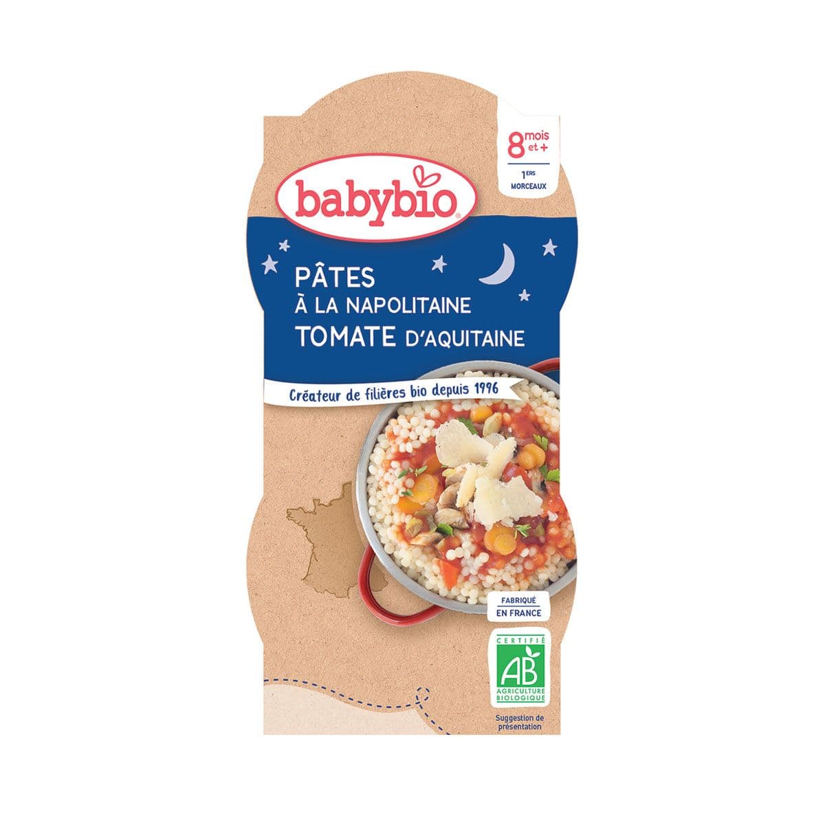 მენიუ ძილი ნებისა პასტა სოკოთი და პარმეზანით 2 ცალი 0865 ბეიბი ბიო - Baby Bio