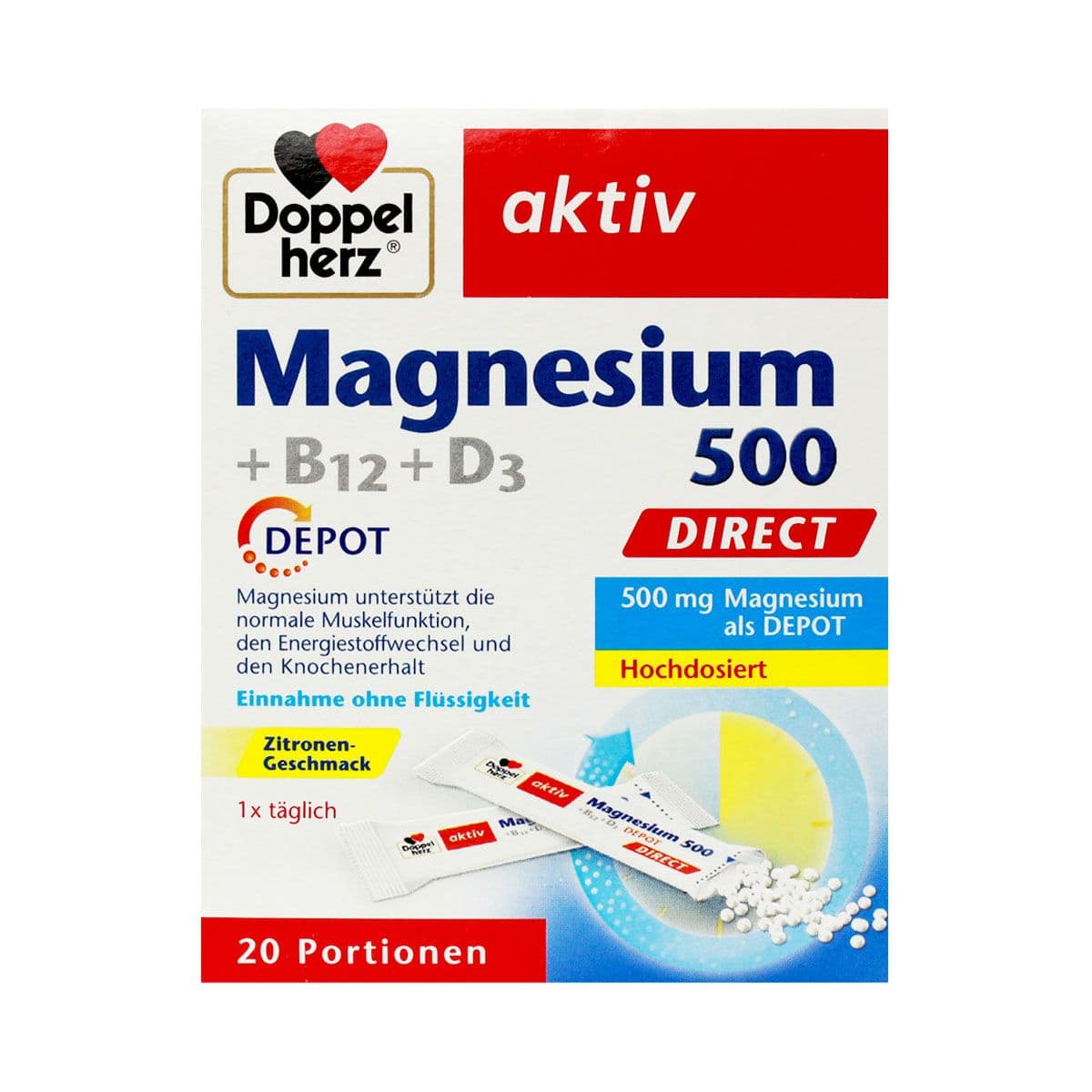 კომპლექსი Mg+B12+D3 20 პაკეტი დოპელჰერცი - Doppelherz