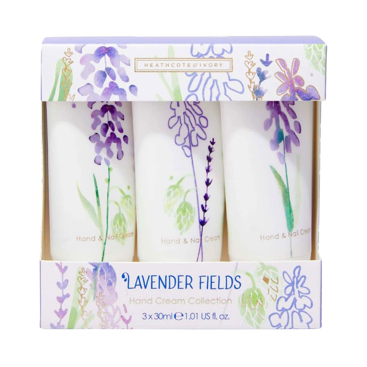 ხელის კრემის ნაკრები Lavender Fields 3X30მლ 6968 ჰესკოტი და აივორი - Heathcote & Ivory