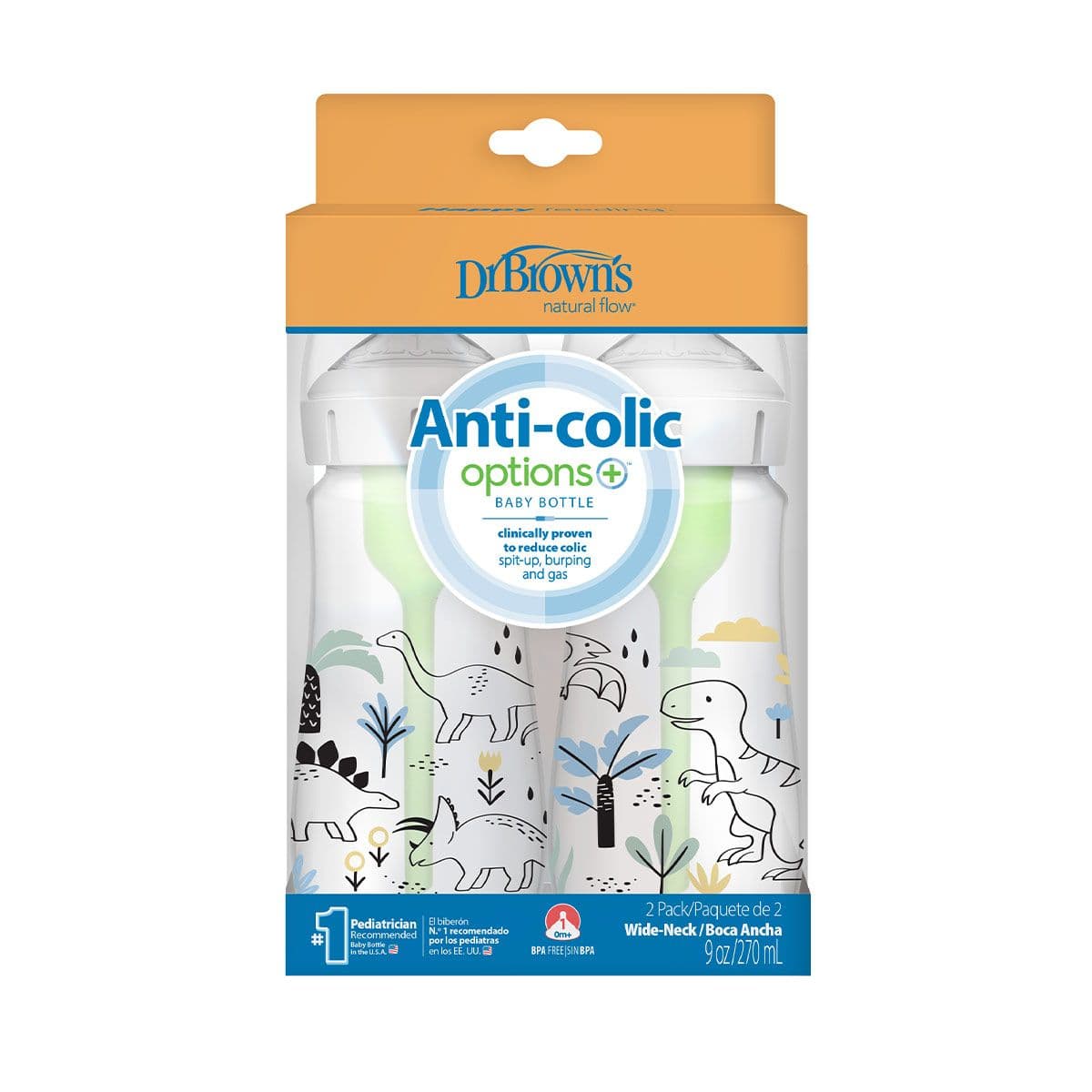 ბოთლი ფართო ყელით Options+ დინამიური საწოვარით 2 ცალი 2589 დოქტორ ბრაუნი - DrBrowns