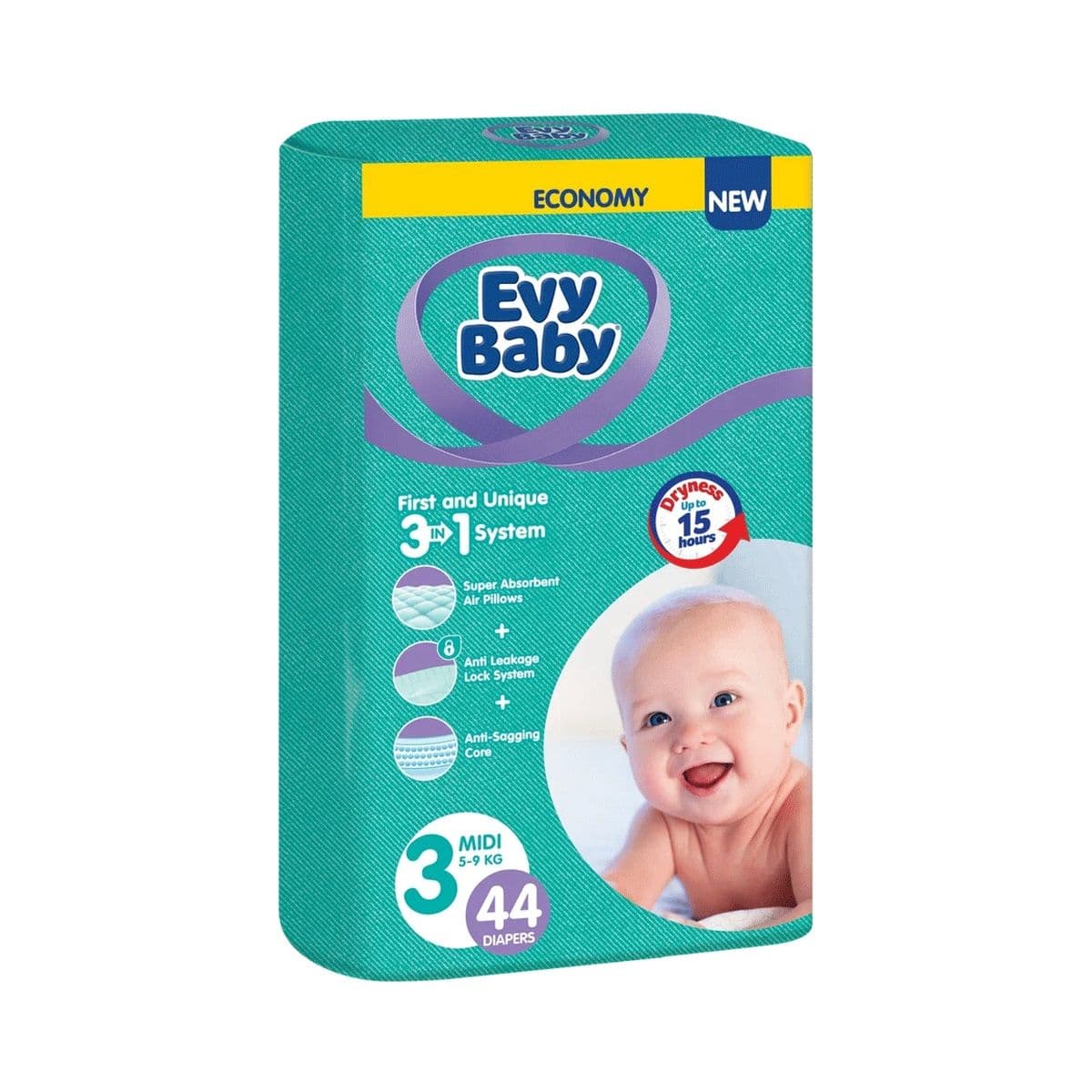 ბავშვის საფენი TWIN 5-9კგ 44 ცალი 0240 ევი ბეიბი - EVY BABY