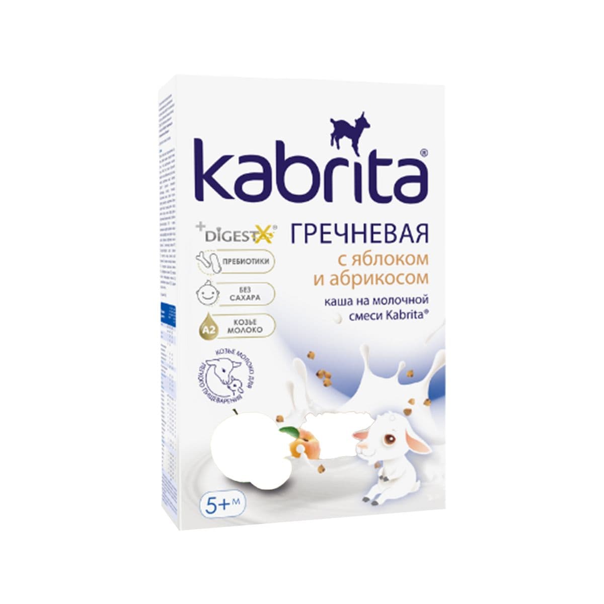 ფაფა თხის რძით წიწიბურა ვაშლი და გარგარი 5 თვიდან 180 გ 6352 კაბრიტა - Kabrita