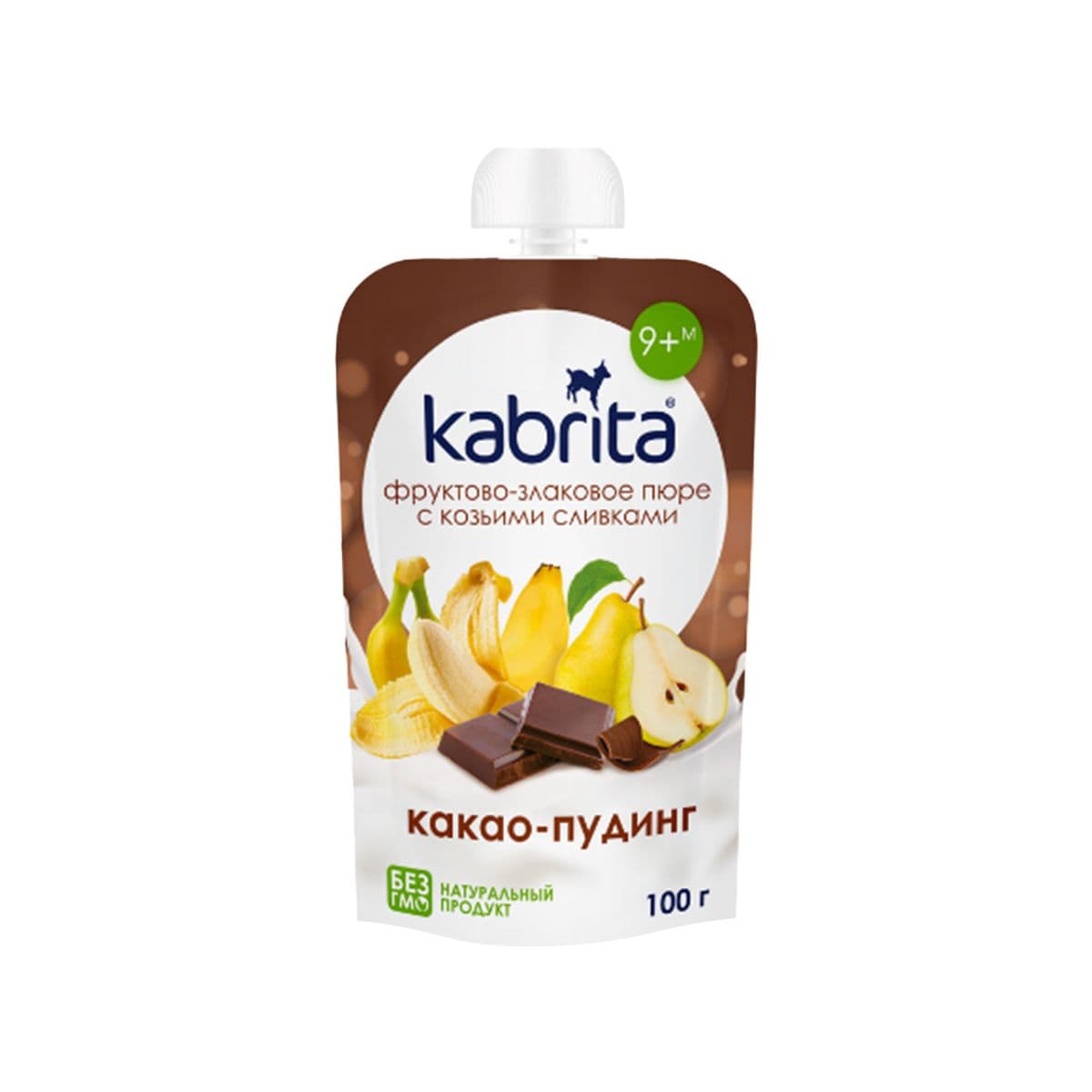 პიურე შერეული მარცვლეული და კაკაო თხის რძით 9 თვიდან 100 გ 9148 კაბრიტა - Kabrita