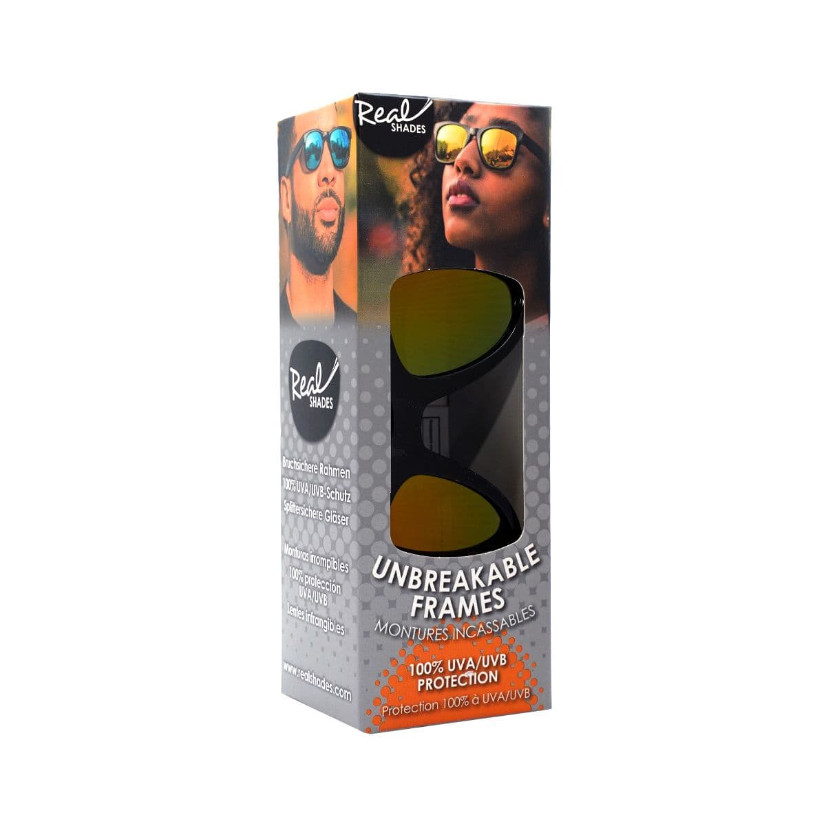 მზის სათვალე 10 წლიდან შავი და ნარინჯისფერი 4367 რეალ შეიდს - Real Shades