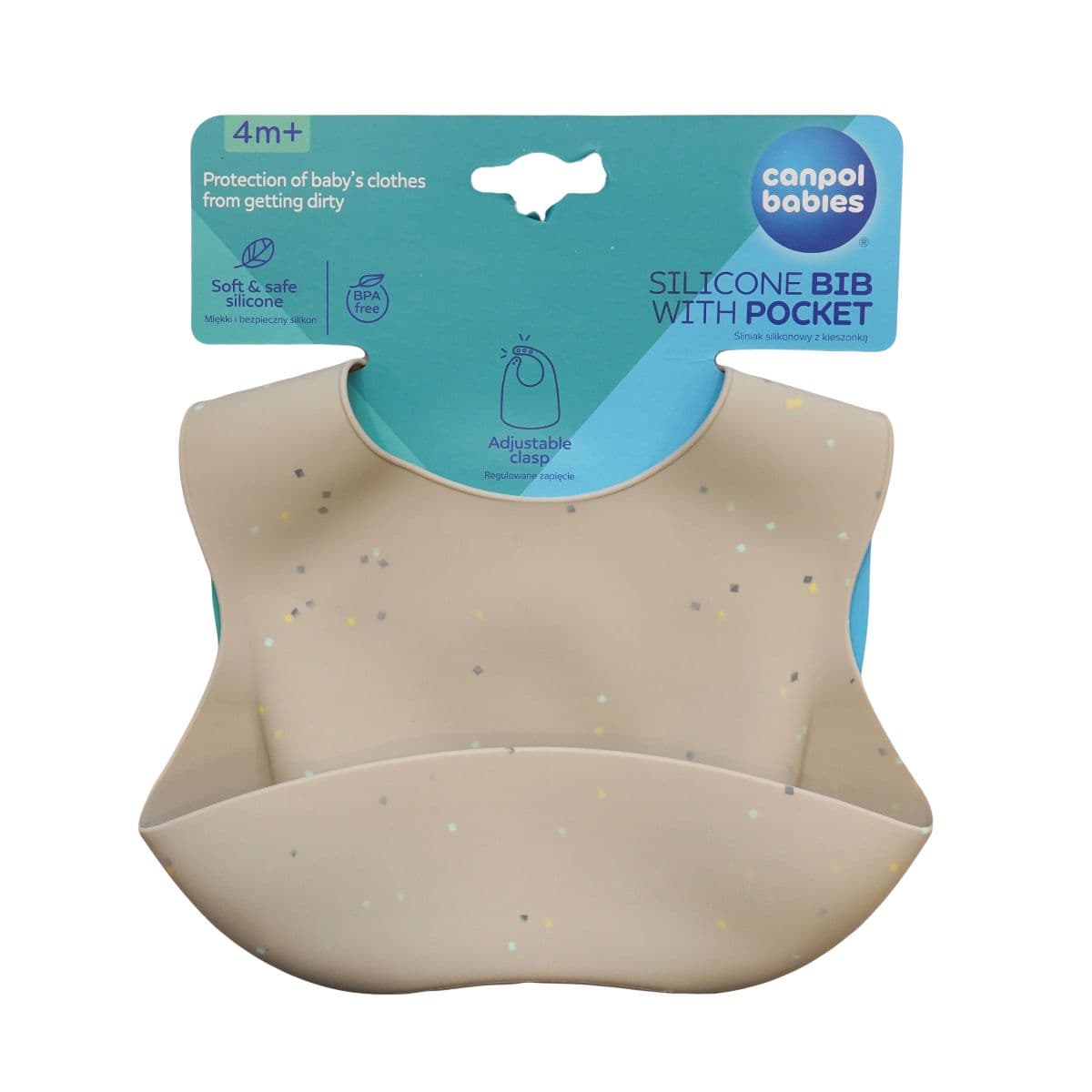 სილიკონის წინსაფარი ჯიბით ნაცრისფერი 6811 კანპოლი - Canpol