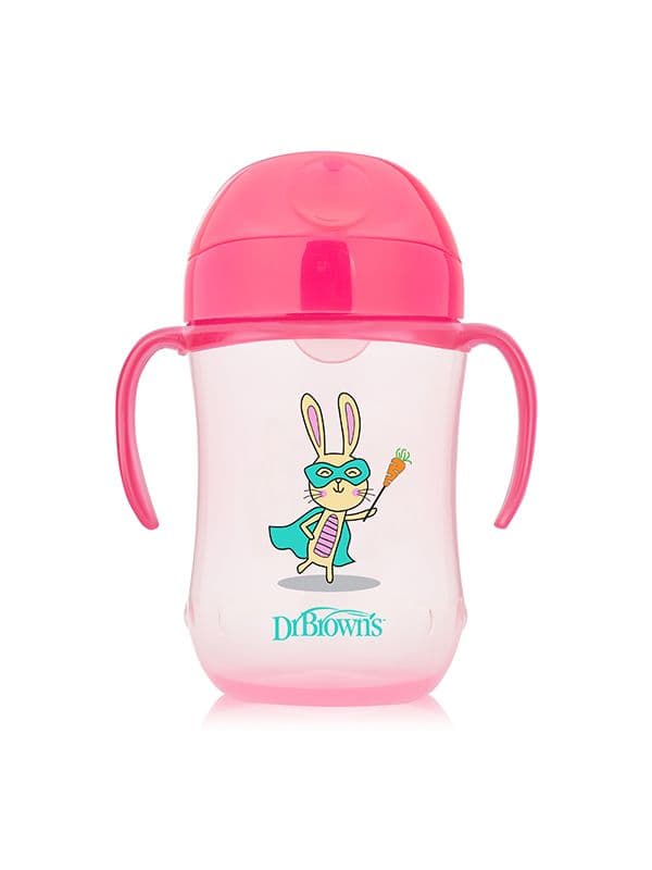 ჭიქა ვარდისფერი რბილი თავსახურით 270მლ 1183 დოქტორ ბრაუნი - DrBrowns