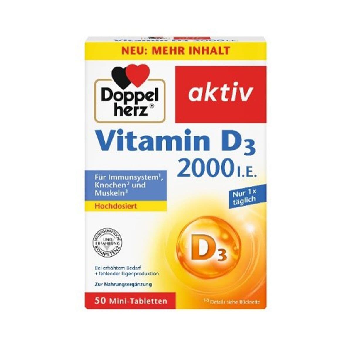 ვიტამინი D3 2000 ს.ე. 50 ტაბლეტი დოპელჰერცი - Doppelherz