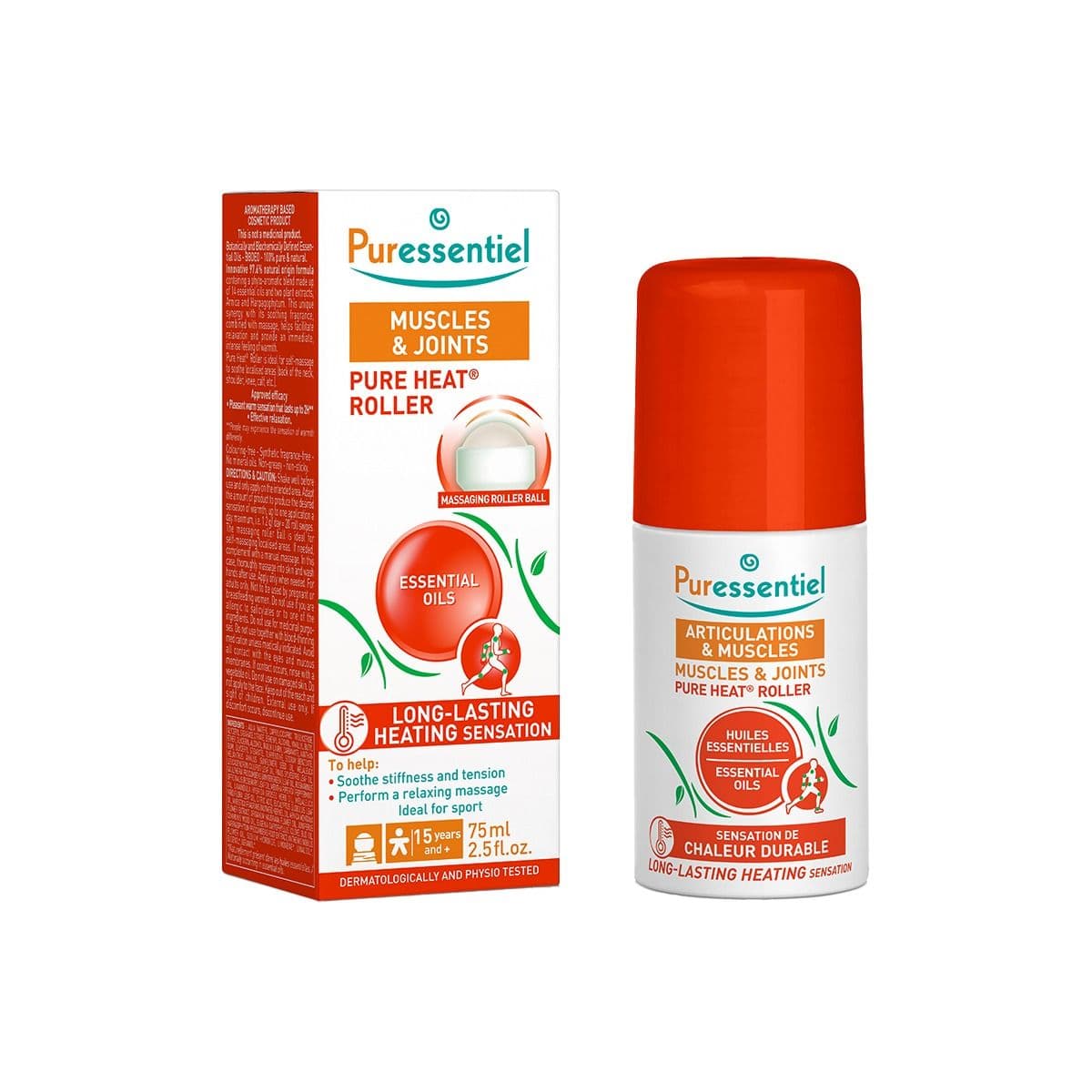 კუნთების და სახსრების გამახურებელი როლერი 14 ეთერზეთით 75მლ ფიურესენშელი - Puressentiel