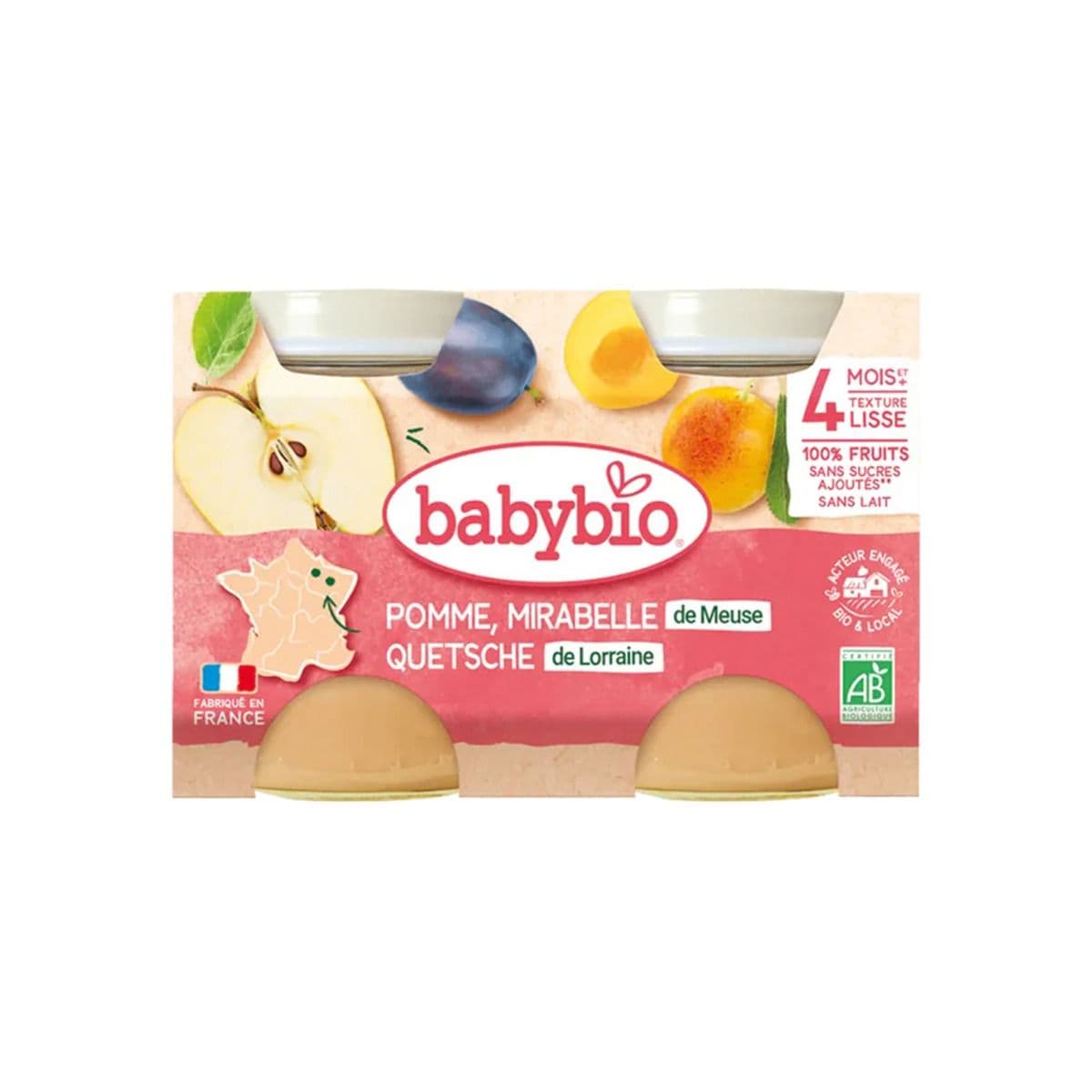 კონფიტური მირაბელ ქლიავი და ვაშლი 2 ცალი 0927 ბეიბი ბიო - Baby Bio