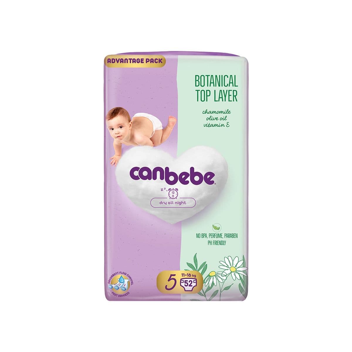 საფენი ბავშვის Botanical 11-16კგ 52 ცალი 5314 ქანბებე - Canbebe