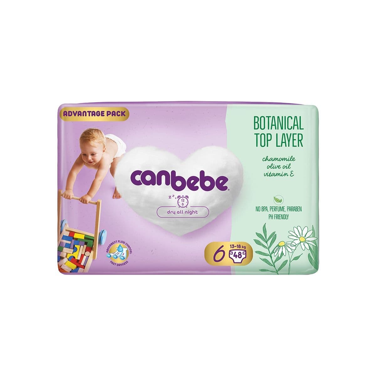 საფენი ბავშვის Botanical 13-18კგ 48 ცალი 5321 ქანბებე - Canbebe