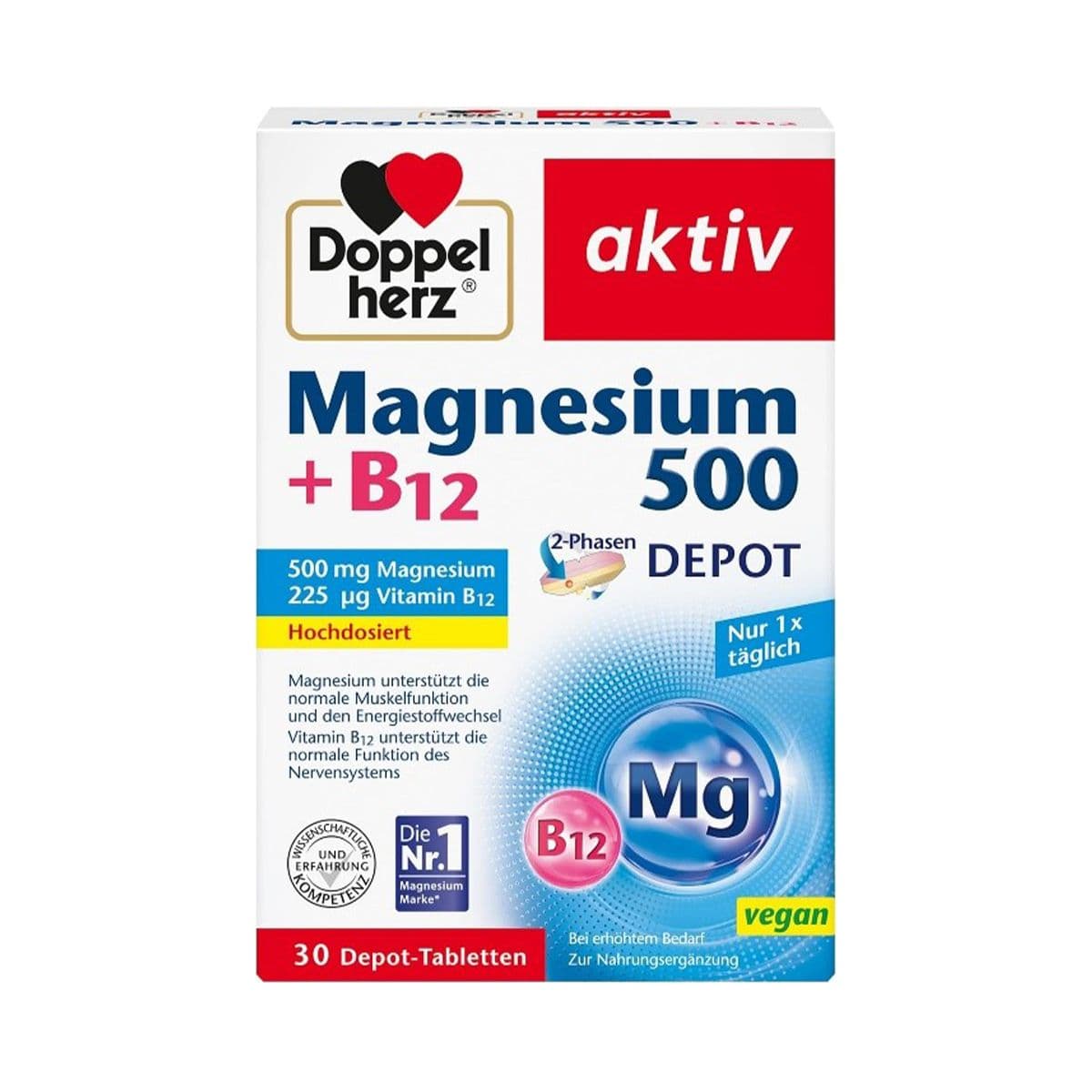 დოპელჰერცი აქტივი - Doppelherz Aktiv მაგნეზია+B12 30 ტაბლეტი