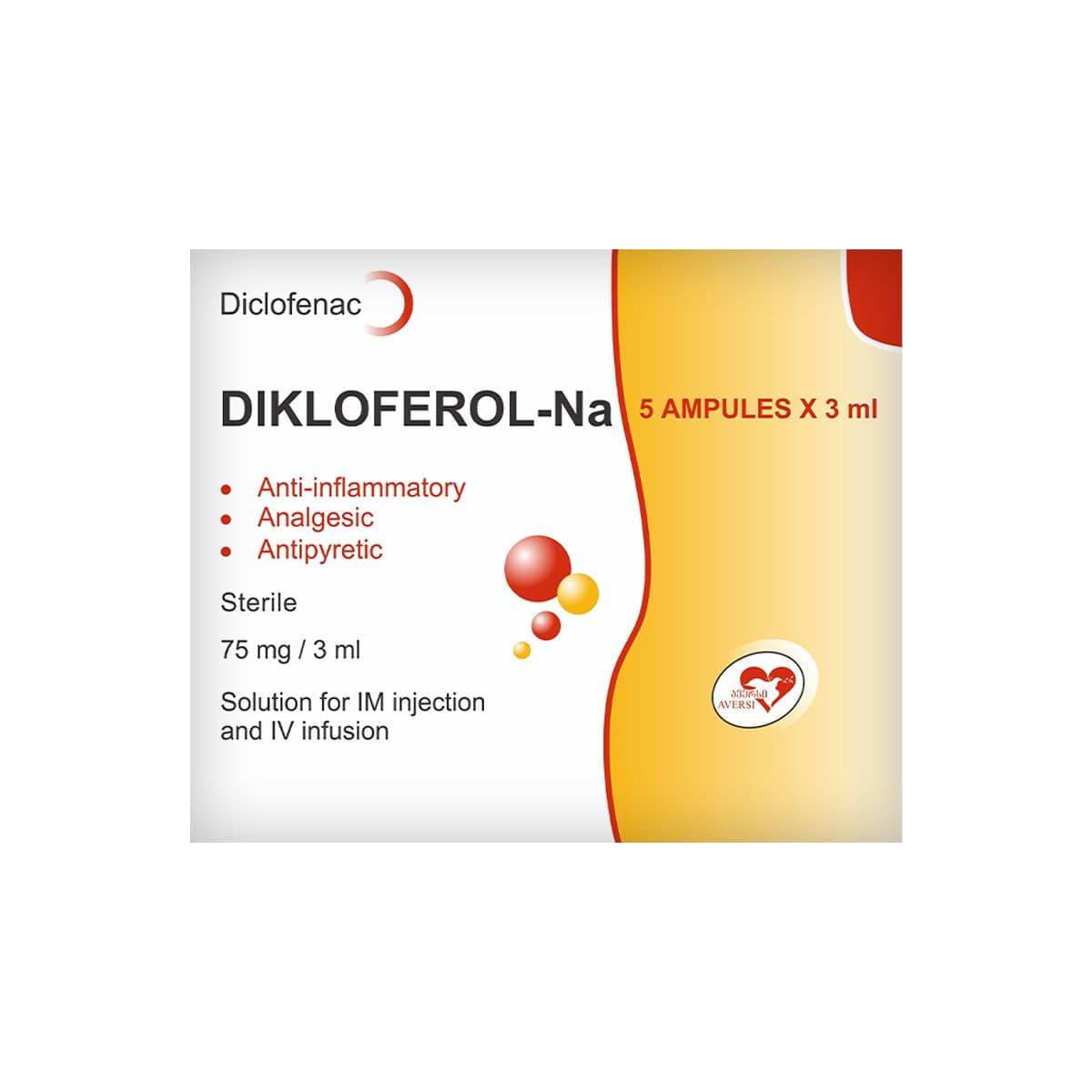 დიკლოფეროლი - Dicloferol 75მგ/3მლ 5 ამპულა