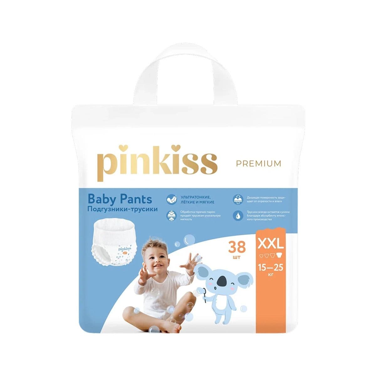 ბავშვის საფენი ტრუსი Premium XXL 15-25კგ 38 ცალი 0384 პინკის - Pinkiss