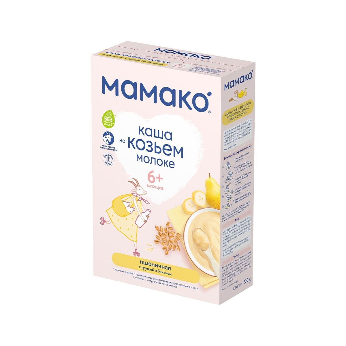 ფაფა თხის რძით ხორბალი მსხალი და ბანანი 9534 მამაკო - Mamako