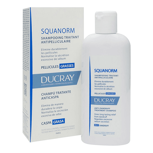 დუკრე - SQUANORM შამპუნი ქერტლის საწინააღმდეგო. სებომარეგულირებელი. დამამშვიდებელი ცხიმიანი ტიპის თმის 200მლ