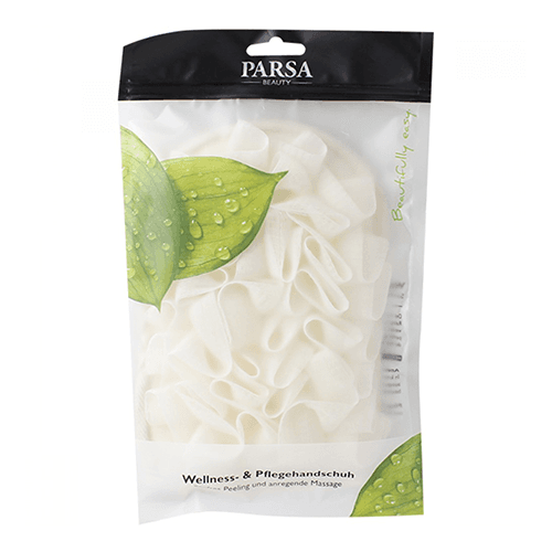 პარსა - ღრუბელი ხელთათმანი ორმხრივი. ნეილონი + სელი/ბამბა Massage/Peeling