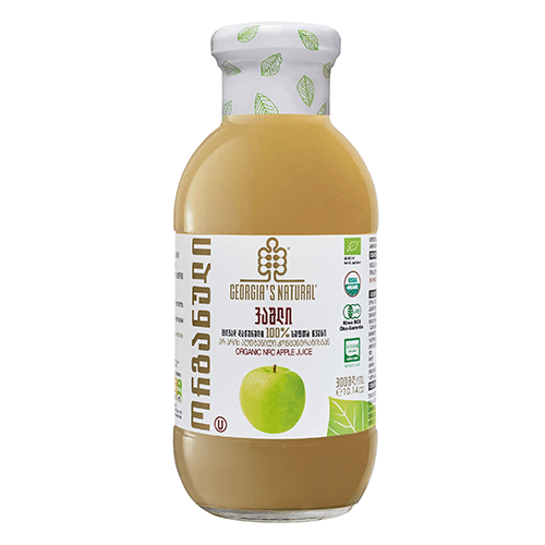 არომაპროდუქტი - წვენი ორგანული ვაშლი ცივად დაწურული 100% სუფთა წვენი 300მლ