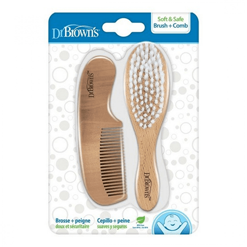 დოქტორ ბრაუნი -ბავშვის მოვლის კომპლექტი. რბილი და უსაფრთხო ჯაგრისი და სავარცხელი