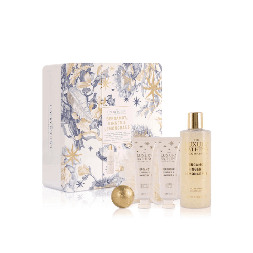 გრეის კოული - სასაჩუქრე ნაკრები Luxury Bathing ტანის კრემი/ხელის კრემი/შხაპის გელი/აბაზანის ბომბა/ღრუბელი