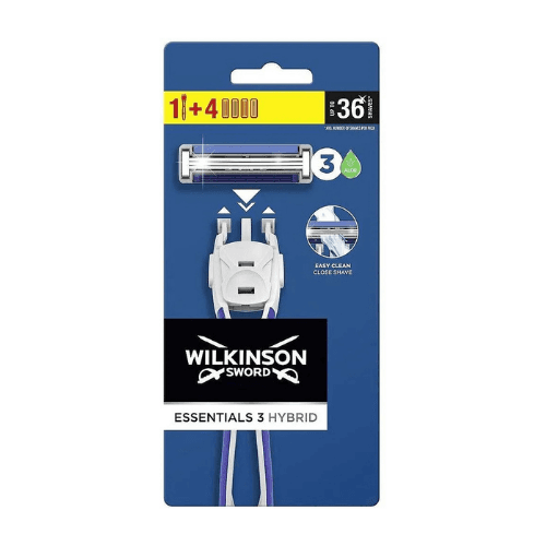 ვილკინსონი - მამაკაცის საპარსი დანადგარი + 4 კასეტა Essentials ჰიბრიდი 3 პირ