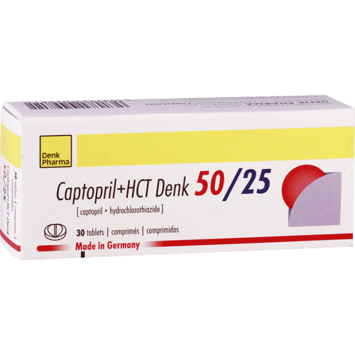 კაპტოპრილი +ჰქთ დენკი ტაბლეტი 50მგ+25მგ #30