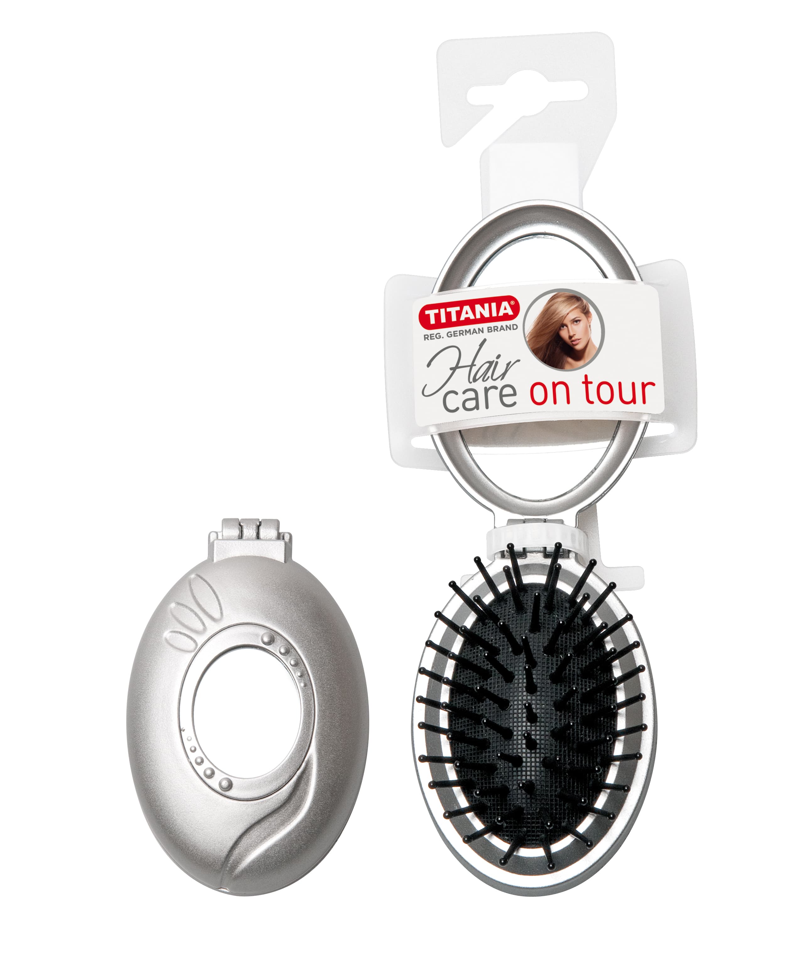 "Titania" სავარცხელი დასაკეცი ჩანთის, ვერცხ., სარკით, 8,5 სმ 7528